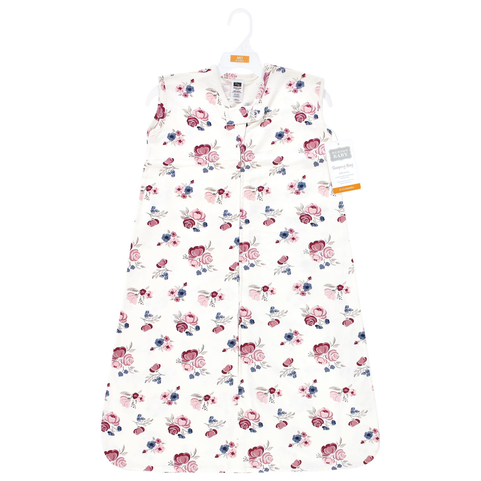 Hudson Baby Infant Girl Cotton Sleeveless Wearable Sleeping Bag, Sack, Blanket, Dusty Rose Floral, 18-24 Months