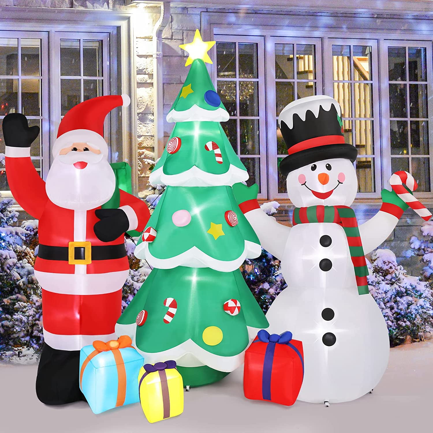 Large Inflatable Santa Tree Snowman Bundle Christmas Outdoor