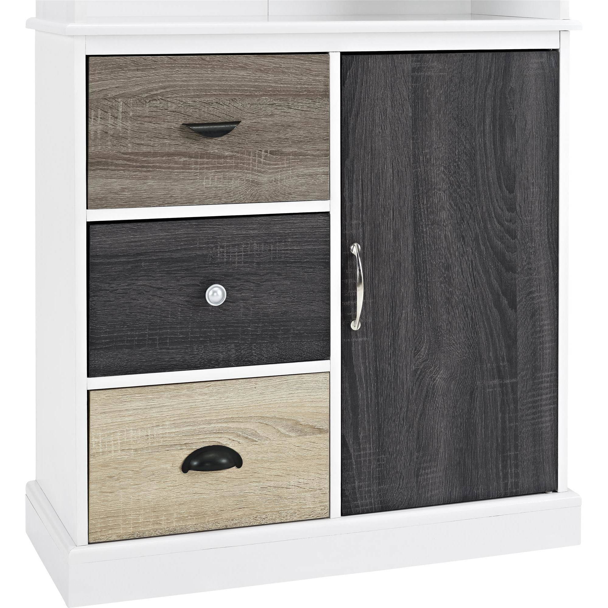 Altra Furniture Mercer Storage Bookcase with Multicolored Door and Drawers, Multiple Finishes