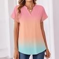 thumbnail image 4 of BOMYJESK Women Shirts Short Sleeve Dressy Casual Basic Tops Gradient V Neck Fashion Blouses 2026 Spring Cute Loose Fit Outfits Pink S, 4 of 7