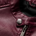 thumbnail image 6 of Men's Wings Color Block PU Leather Motorcycle Jacket, Double Stand Collar Street Casual Motorcycle Jacket, Hip Hop Punk Retro Top, 6 of 13