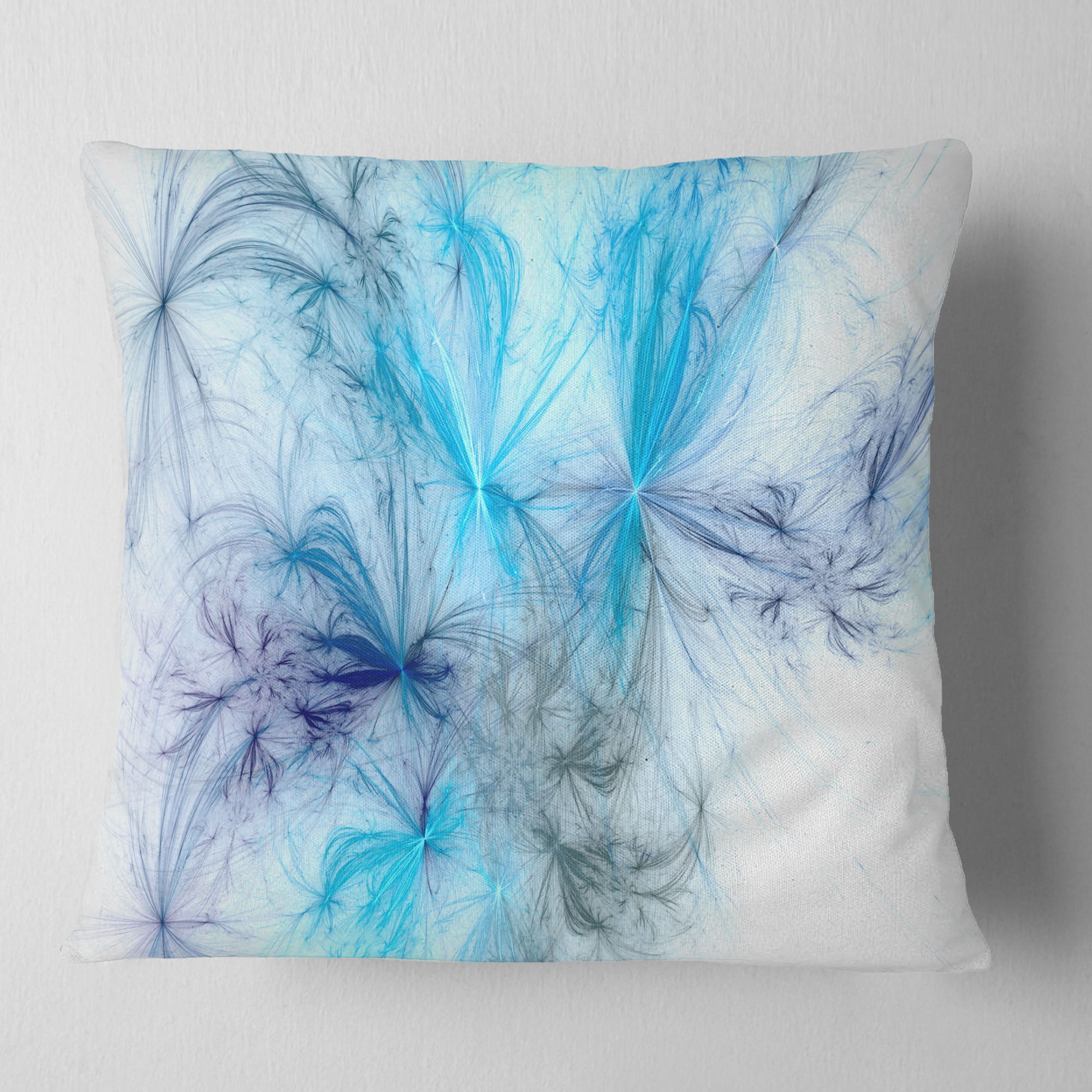 Designart Christmas Fireworks Light Blue - Abstract Throw Pillow - 18x18