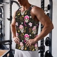 thumbnail image 5 of Uemuo Skull Daisy Pattern Men's Muscle Shirts Sleeveless Dry Fit Gym Workout Tank Top Lightweight Sports Tank Top Beach Tank Top, Loose-fit Sleeveless Shirt-3X-Large, 5 of 7