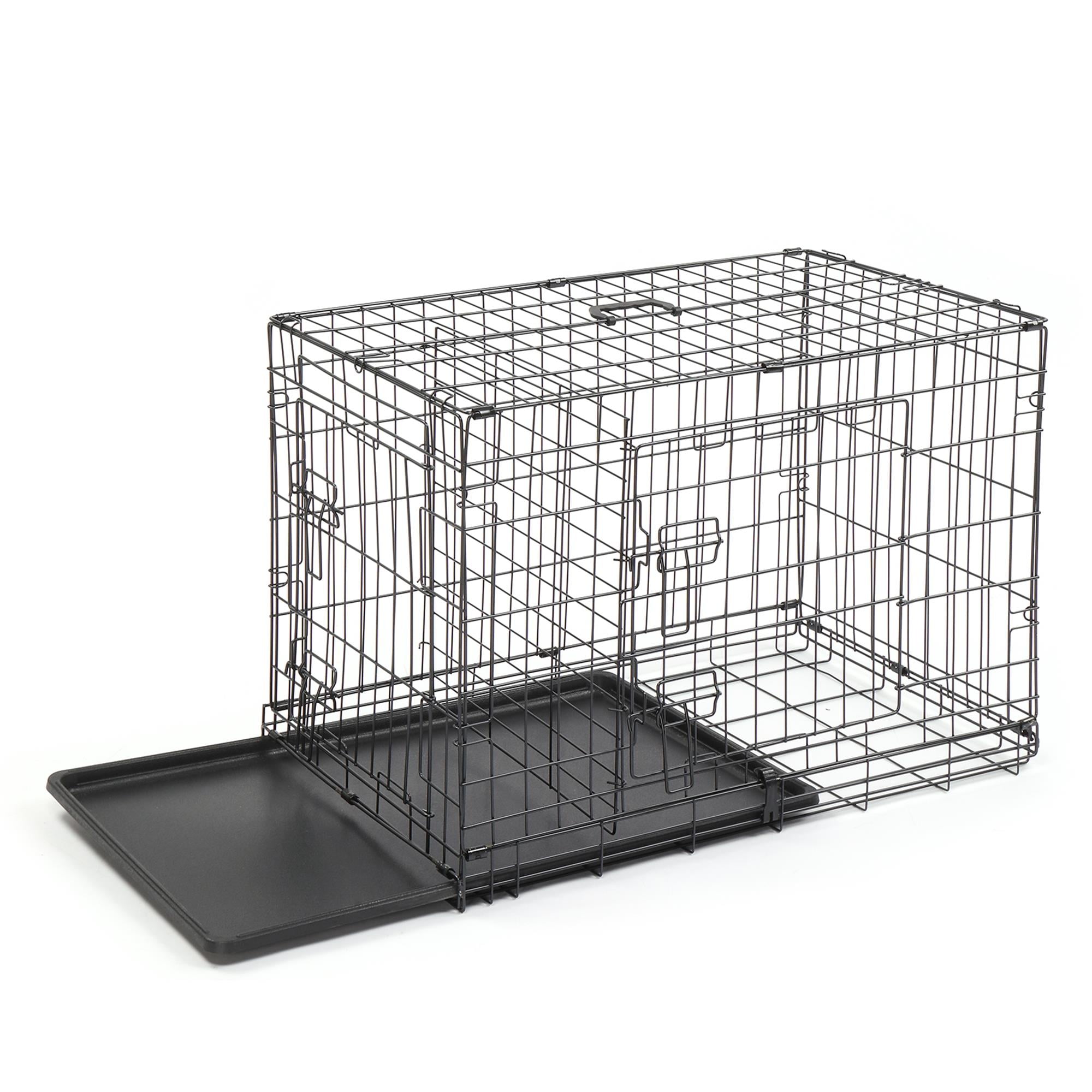 Pefilos 30" Wire Dog Crate with Tray, Pet Kennel Cat Folding Steel Animal Playpen, Black Pefilos 30" Wire Dog Crate with Tray, Pet Kennel Cat Folding Steel Animal Playpen, Black