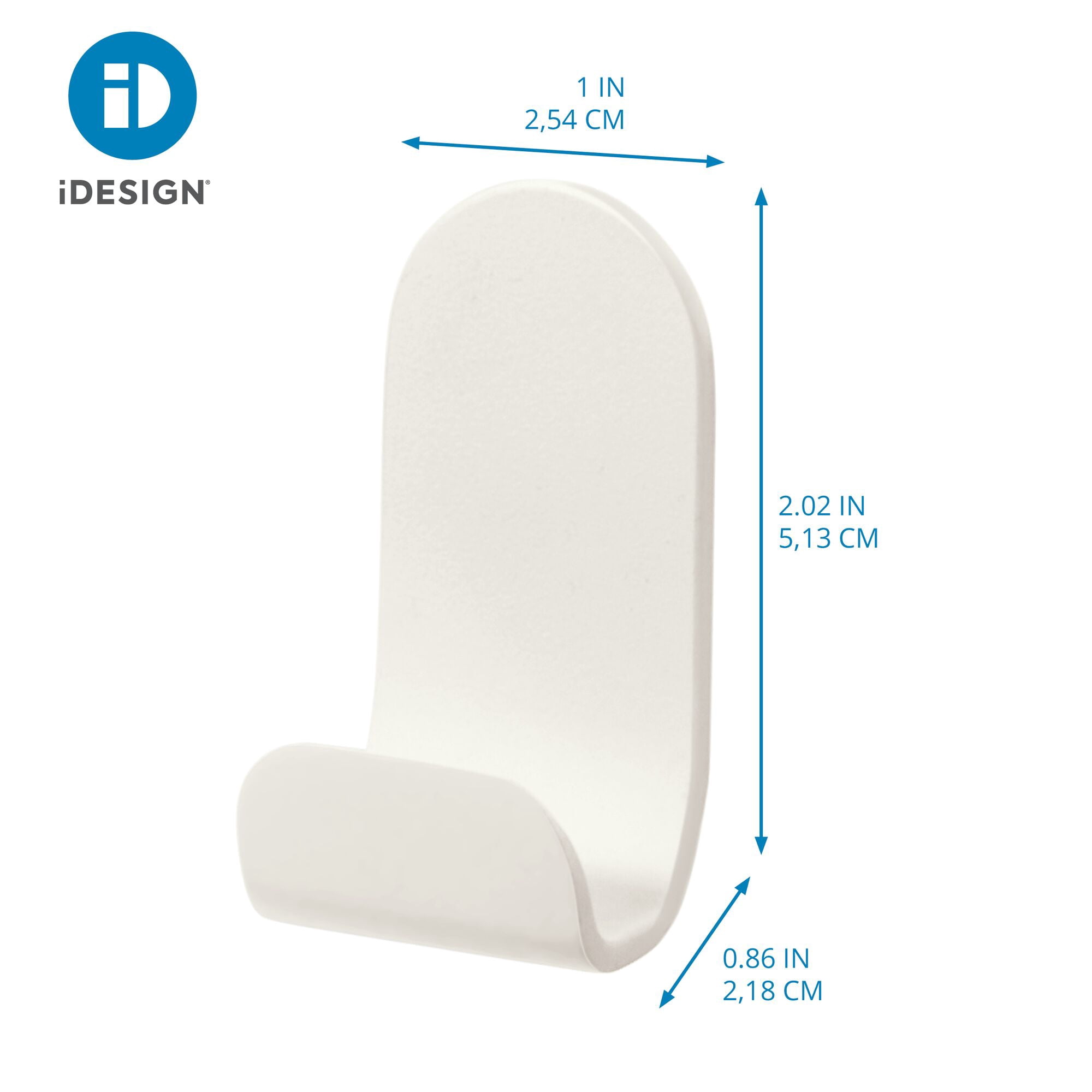 iDesign 2-Piece Adhesive Shower Hooks – Orleans Collection –Coconut/White
