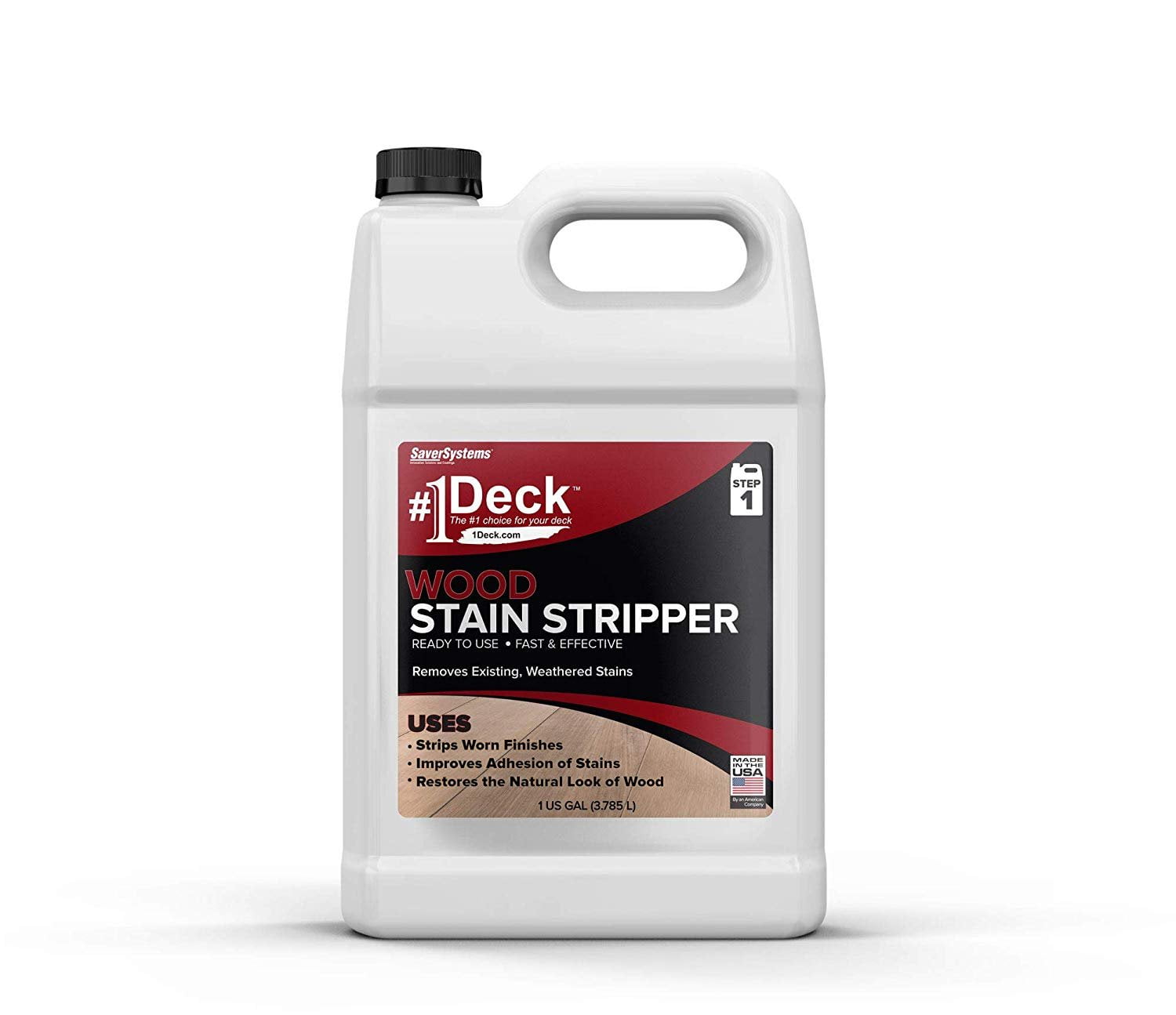 #1 Deck Wood Stain Stripper - 1 Gallon - Ready to Use, Wood Stain Remover Strips Weathered, Water-Based and Oil-Based Finishes