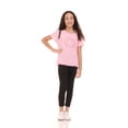 thumbnail image 2 of Pink Angel Girls 2-Pack Ribbed Graphic Tops. Rhinestone Tees, Soft Stretch Everyday Short Sleeve Shirts for Kids Girls, 2 of 7