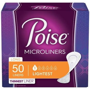 Poise Daily Incontinence Microliners for Women, Long, 50 Ct - 2 Pack