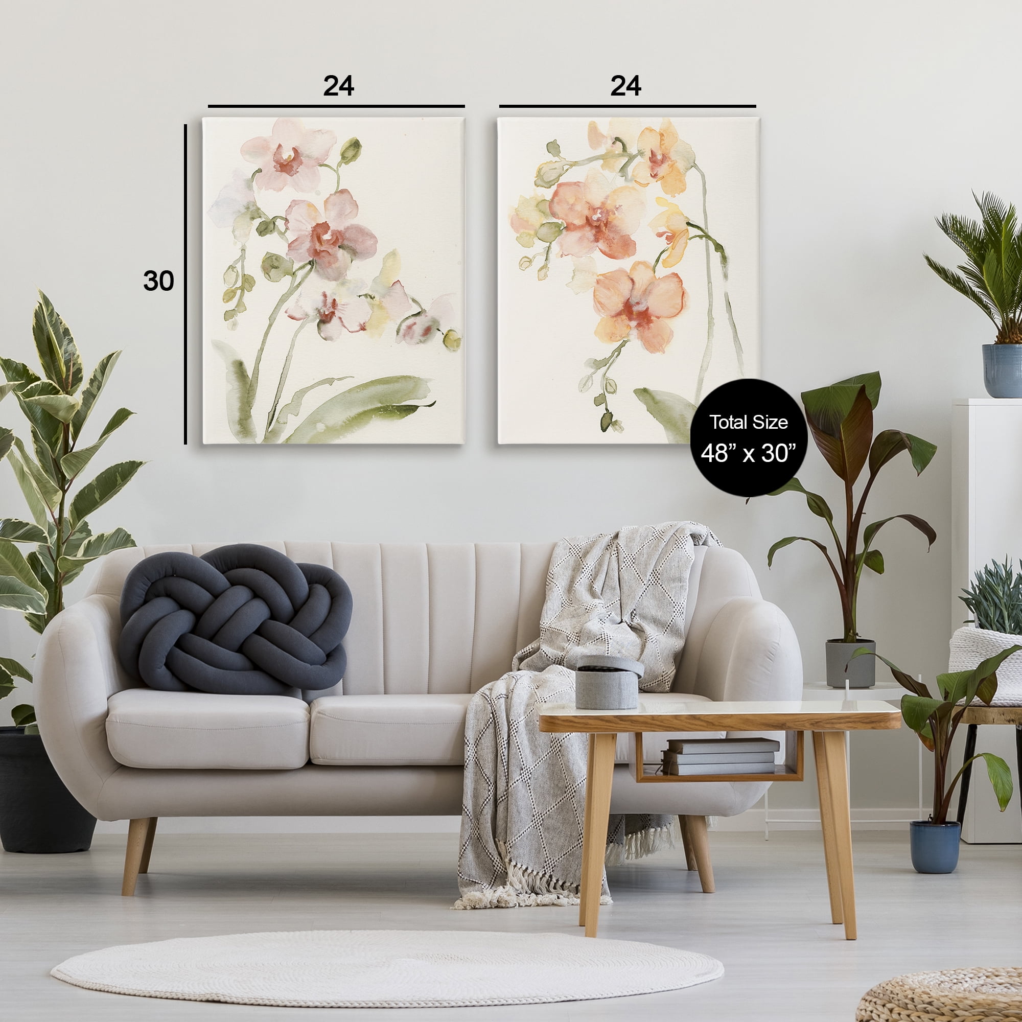Stupell Industries Delicate Orchids in Bloom 2 Piece Canvas Wall Art Set, design by Victoria Barnes