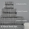thumbnail image 6 of Mainstays Performance Cotton 6-Piece Bath Towel Set, Super Soft Quick Dry Fade Resistant, Textured Grey, 6 of 7