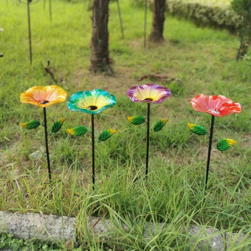 Alpine 8106933 30 in. Glass & Metal Bird Bath with Stake - Pack of 8