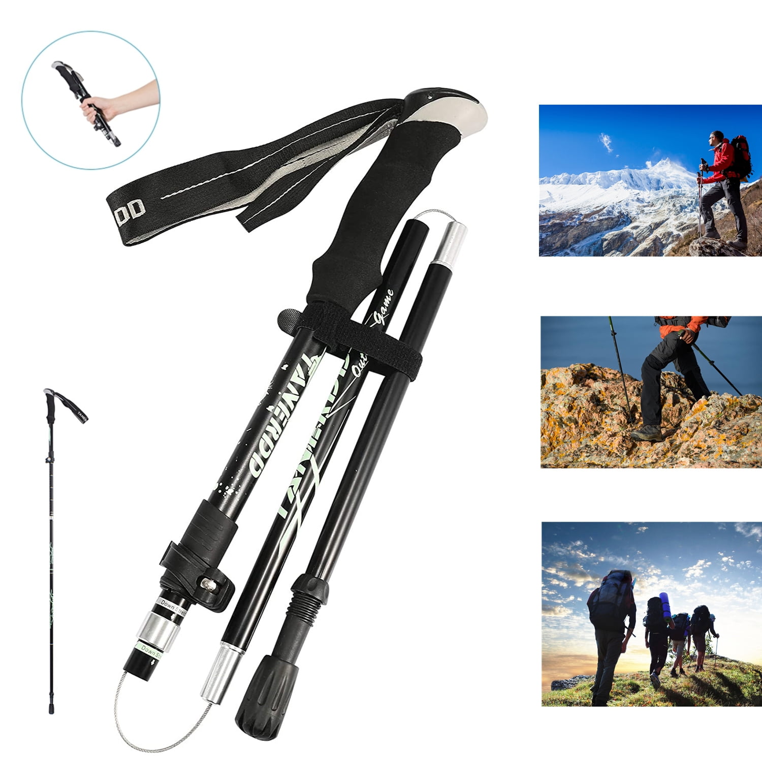Antishock Outdoor Walking Hiking Stick Lightweight Telescopic Trekking Pole SALE 