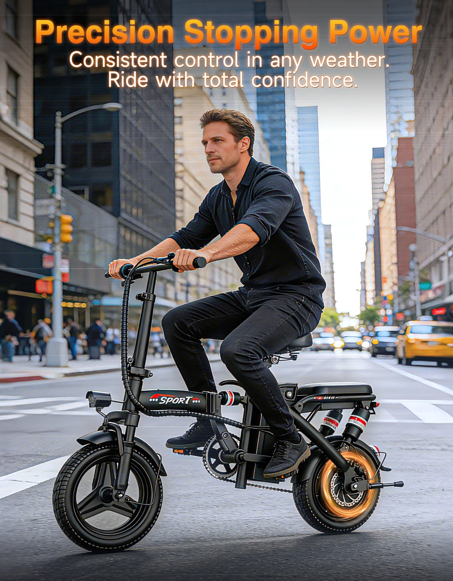 AZHAR Electric Bike for Adults, 500W Motor Folding Mountain Bike 14" , 25 Mph 30 Miles, 48V 15Ah Removable Battery, UL 2849