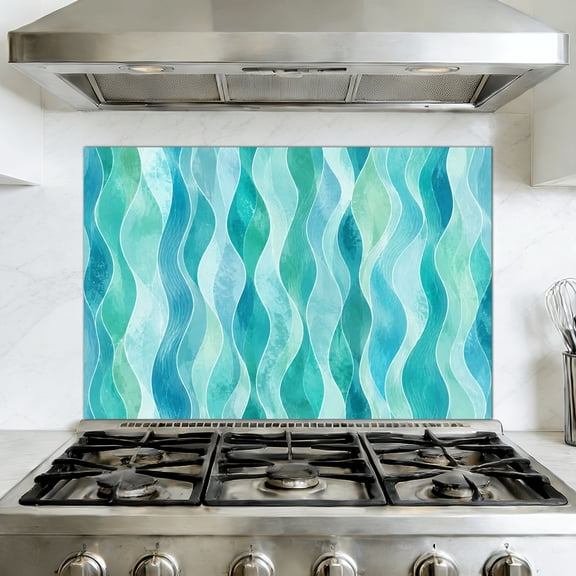 Kitchen Backsplash Peel and Stick Wall Murals abstract wave seamless grunge effect Removable Mural 35.4"W x 23.6"H, Oil Proof Vinyl Wallpaper for Fireplace & Behind Stove