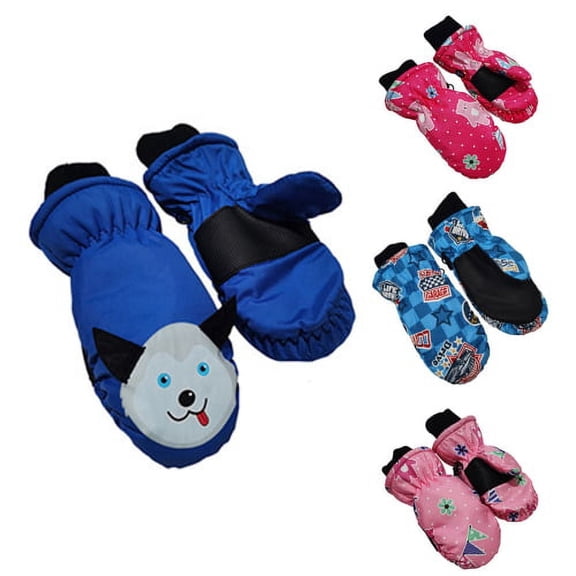 Kids Easy-On Wrap Waterproof Thinsulate Warm Winter Snow Ski Mitten Children Outdoor Sport Gloves