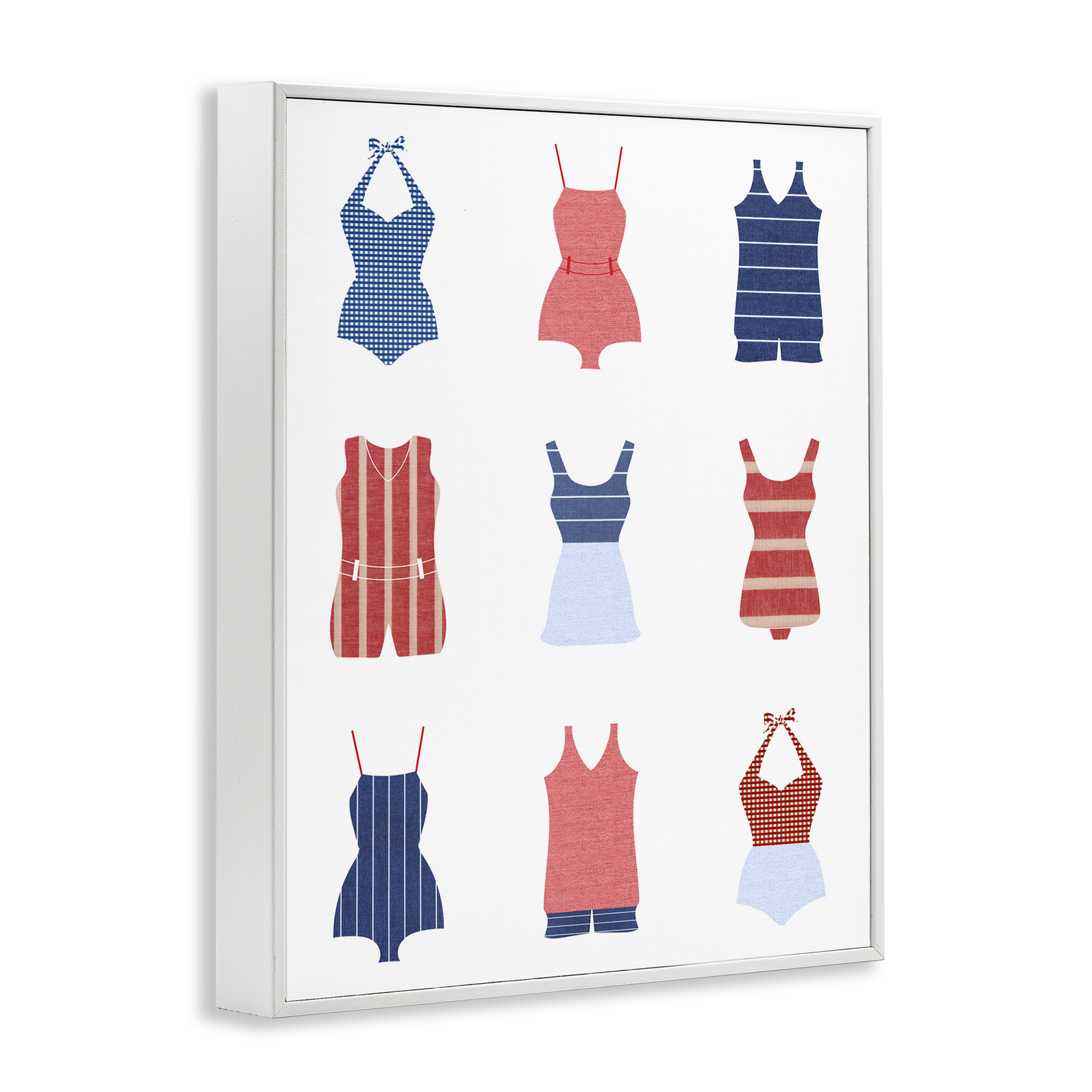 Stupell Industries Various Beach Swimsuits Beauty & Fashion Painting White Framed Art Print Wall Art, 16 x 20