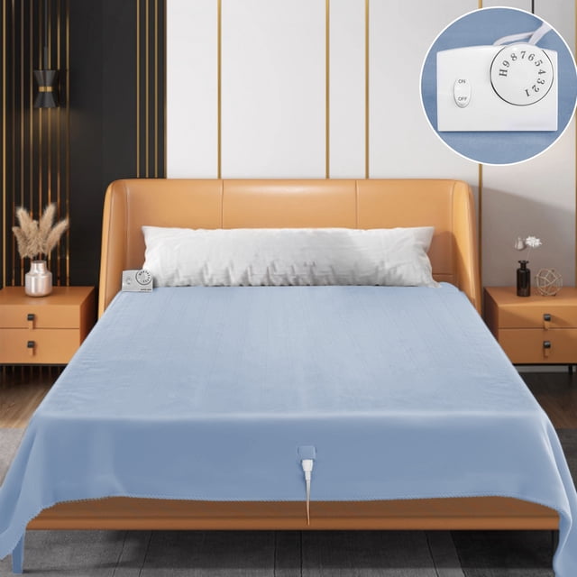 Fesfesfes Temperature-Controlled Electric Blanket Adjustable Thermostat Heated Blanket Soft Flannel Warm Mattress Pad for Winter Bed Sleep
