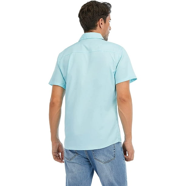 Men s Casual Short Sleeve Dress Shirt Regular Fit Button Down