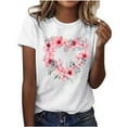 thumbnail image 2 of QETYUW Tshirts Shirts for Women Short Sleeve Casual Shirt Valentine'Day Floral Graphic Tees Crew Neck Plus Size Tee Summer Tops, 2 of 5