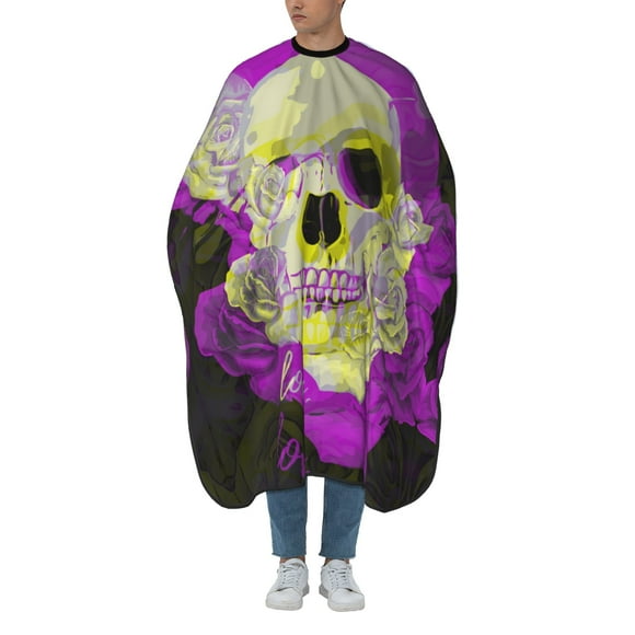 ZICANCN Hair Cutting Cape for Adults, Love Rose Skull Print Cape Salon Barber Cape for Hair Stylist Shampoo Capes Waterproof 55x66 IN