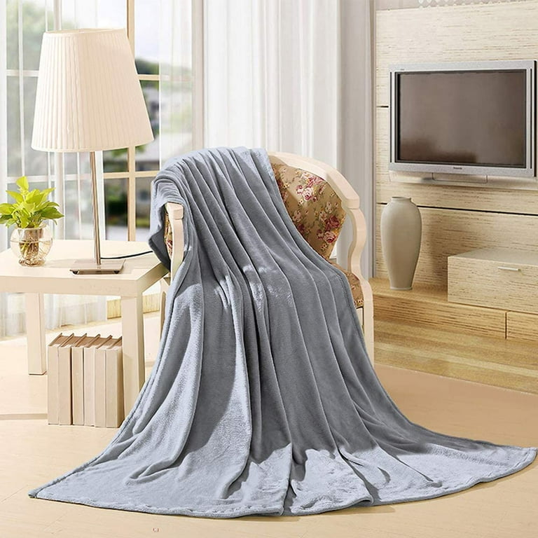 Howarmer Gray Fuzzy Bed Blanket Throw Size Soft Flannel Fleece Blankets All Season Lightweight Warm Bed Throws 50 x 60 Inch Walmart