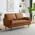 thumbnail image 1 of Modway Valour Tufted Vegan Leather Loveseat in Tan, 1 of 9