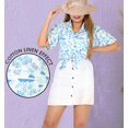 thumbnail image 3 of LA LEELA Hawaiian Shirts Womens Bohemian Blouse Cotton Linen Effect Short Sleeve Tropical Vacation Casual Summer Button Down Beach Party Shirts for Women S Palm Tree Island, Blue, 3 of 6