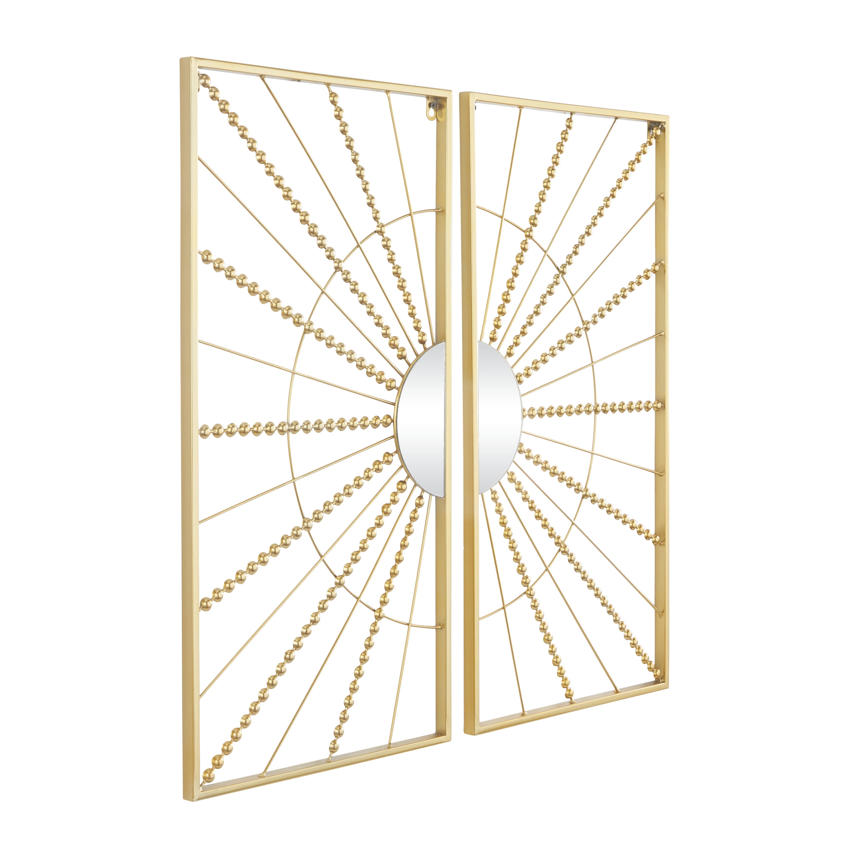 CosmoLiving by Cosmopolitan Gold Metal Half Moon Mirror Geometric Wall Decor with Gold Frame (2 Count)