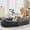 dark blue, variant on Orthopedic Memory Foam Dog Bed for Adults & Pets – Oversized Bean Bag Sofa, Washable Faux Fur Cover, Side Pocket, Waterproof, Calming Nap Couch for Living Room or Bedroom – Light Brown