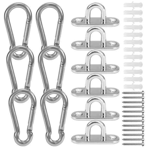 Amdohai 5mm Eye Plates Carabiners Screws Set Multifunctional Wall Mount Hanging Hook for Wall Mounting Hammocks Yoga Training