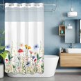 thumbnail image 6 of Watercolor Wildflower No Hooks Shower Curtain with Snap-in Liner Spring Blue Red Flower Leaf Plant Shower Curtains for Bathroom, Waterproof, Easy Install, Washable 54"x78", 6 of 9