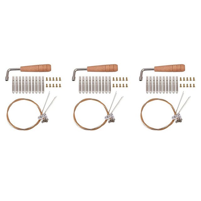 30Pcs Tuning Pin Nails & 30Pcs Rivets,with L-Shape Tuning Wrench,10 String Laiyaqin String for Lyre Harp String