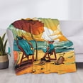 thumbnail image 3 of Balery Vintage Beach Sunset Manta de Franela con Dibujo, Lujo Ultra Suave y Cálido, Antipelusa y Resistente a las Arrugas para Cama, Sofá, Camping -60"x50", 3 of 6