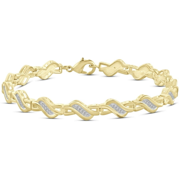 White Diamond Accent 14kt Gold Plated Brass Bracelet, 7.50
