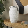 thumbnail image 2 of DecMode 17" Antique Style Textured White Ceramic Vase with Handles, 2 of 9