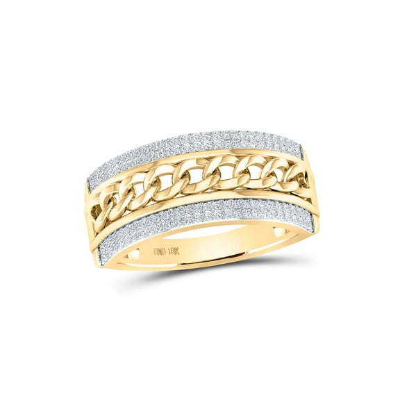 10kt Yellow Gold Mens Round Diamond Cuban Link Band Ring 1/3 Cttw