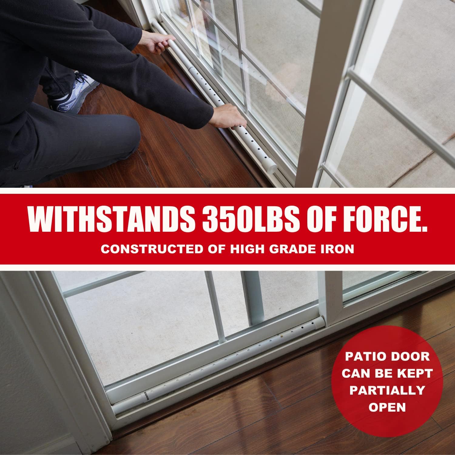 SecurityMan Adjustable Door and Patio Security Bar White photo 8