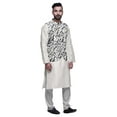 thumbnail image 2 of Atasi Mandarin Collar Traditional Solid Kurta Pajama With Printed Jacket Set, 2 of 3