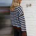 thumbnail image 5 of 2026 Fall/Winter New Women's Crewneck Brown and Light Blue Striped Oversized Knit Sweater, 5 of 6