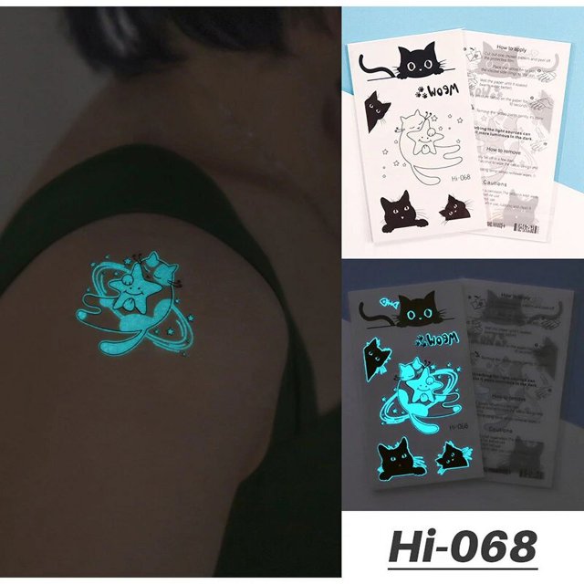 Tatuajes de arte corporal luminoso brillante, pegatina temporal impermeable de Lobo, serpiente, animales, brazo falso, fiesta, música, Festival