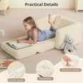 thumbnail image 3 of Kids Couch, 2 In 1 Foldable Toddler Couch ,Convertible Baby Sofa Chair for Boys and Girls, Beige, 3 of 8