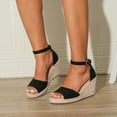 thumbnail image 2 of Bibifish Womens Espadrille Wedge Sandals Open Toe Suede Ankle Buckle Jute Woven Wedge Platform Sandals Boho Style Summer Sandals, 2 of 4