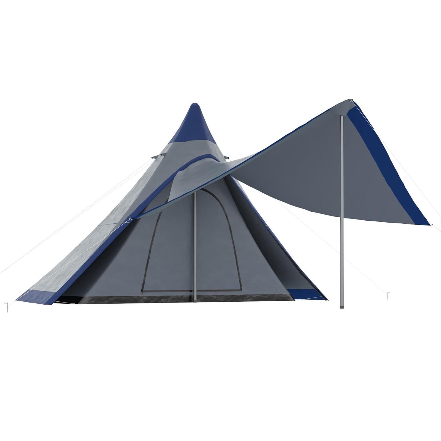Demi Bonn 15.4'x15.4'x8.5' 2-3 Person Waterproof Teepee Camping Tent, with Porch Area, Floor & Carry Bag for Outdoor Activities, Blue