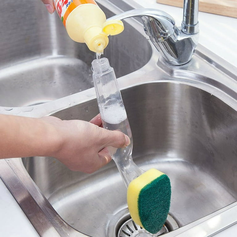 Magic Dish Cleaning Brush Soap Dispenser Handle Refillable Bowls