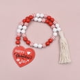thumbnail image 3 of nvzhuang Valentines Day Wooden Bead Garland Tiered Tray Decor Garland Beads with Heart Tags Hanging Wall Decor, 3 of 8