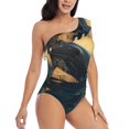 thumbnail image 3 of Honeii Sunset Ocean Whale for women's one-piece swimsuit featuring a chic one-shoulder design experience elegance and style in the water-Small, 3 of 6