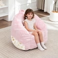thumbnail image 6 of MINCETA Bean Bag Chair for Kids, Small Bean Bag Sofa Chairs with filler, Pink Comfy Beanbag Chair with Handle for Living Room, Bedroom, 6 of 7