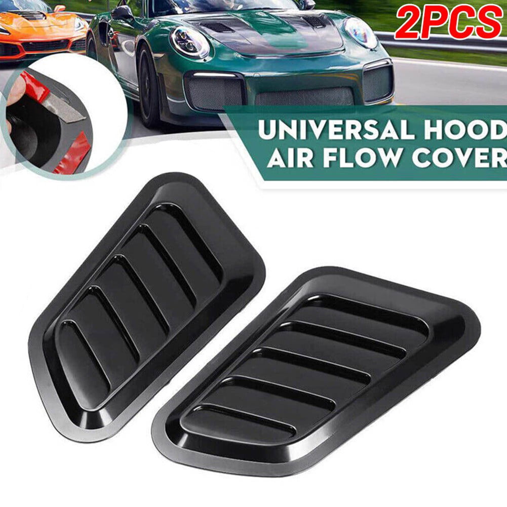 3pcs Universal Car Air Flow Intake Hood Scoop Vent Bonnet Decora Covers  Center Side Air Outlet Hood Black Exterior Accessories