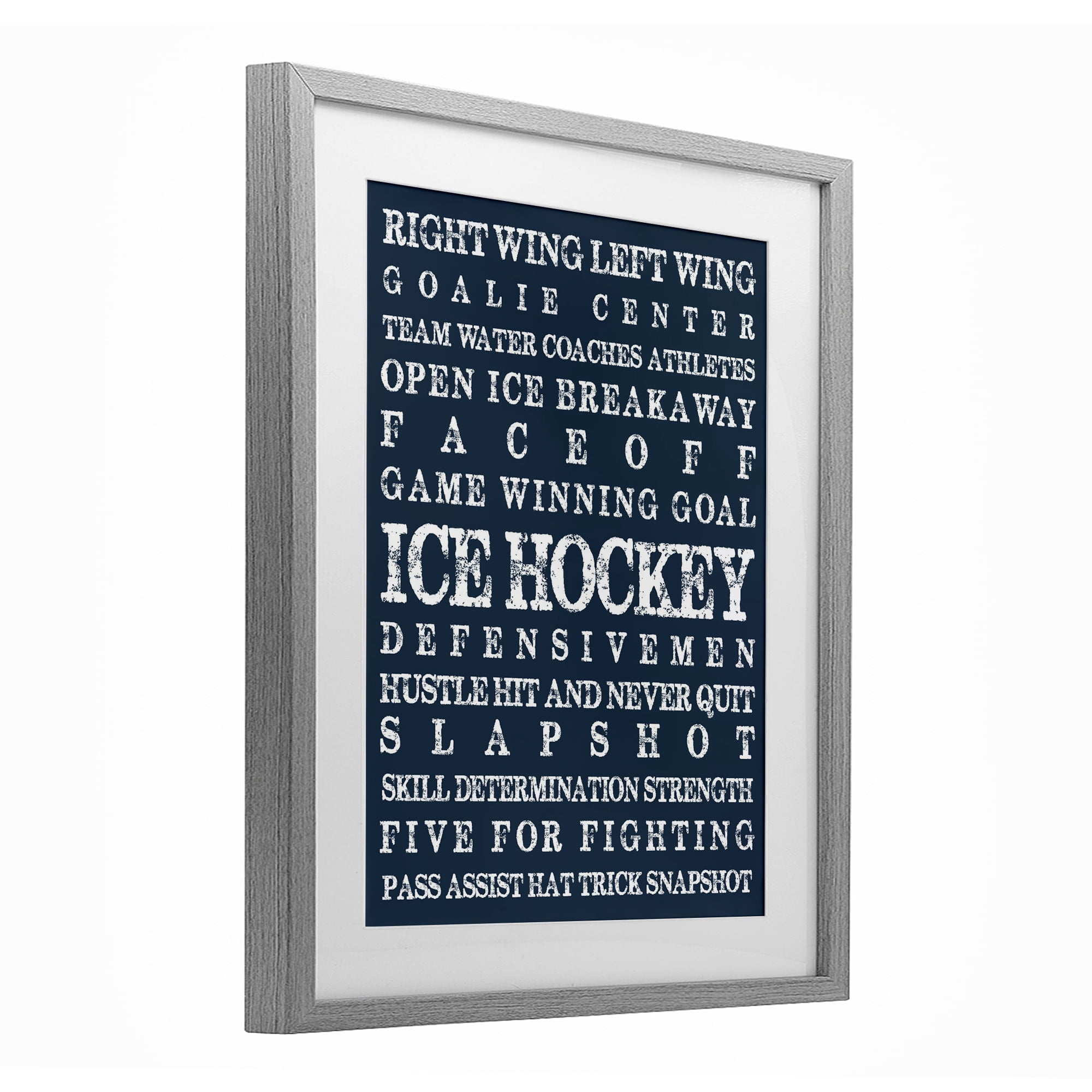 Stupell Industries Ice Hockey Expressions Gray Framed Print Under Glass, design by Melody Hogan