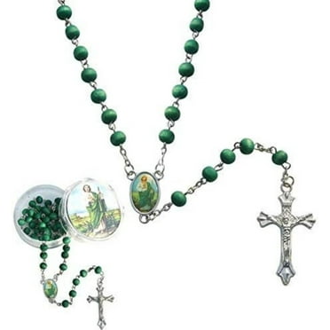 Wholesale 12 PCS Saint Jude Rosary glass Bead Necklaces baptism religious favor